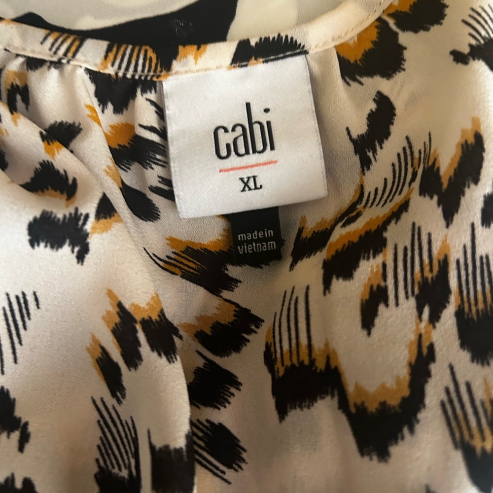 CAbi Round Trip Cream and Brown Blouse with Peter Pan Collar - Picture 6 of 10